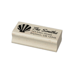 Seashell Scallop Shell Beach Personalized Address Rubber Stamp