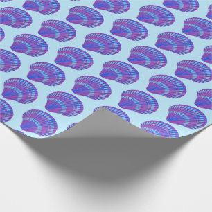 Seashell Scallops Sea Ocean Pattern BLue Purple  Wrapping Paper