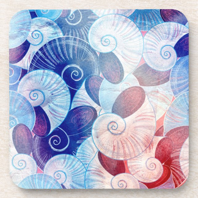 Seashell Scene Pattern Coaster (Front)