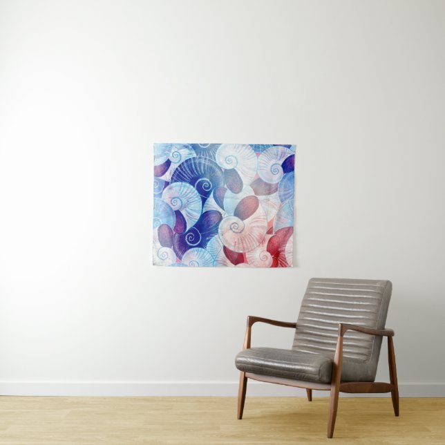 Seashell Scene Pattern Tapestry (In Situ (Horizontal))