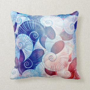 Seashell Scene Pattern Throw Pillow