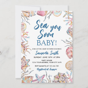 Seashell Sea You Soon Baby Shower Invitation