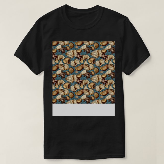 Seashell Seamless Pattern Sea Shell Clam Beach Sea T-Shirt (Design Front)