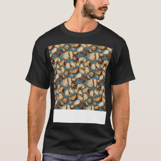 Seashell Seamless Pattern Sea Shell Clam Beach Sea T-Shirt