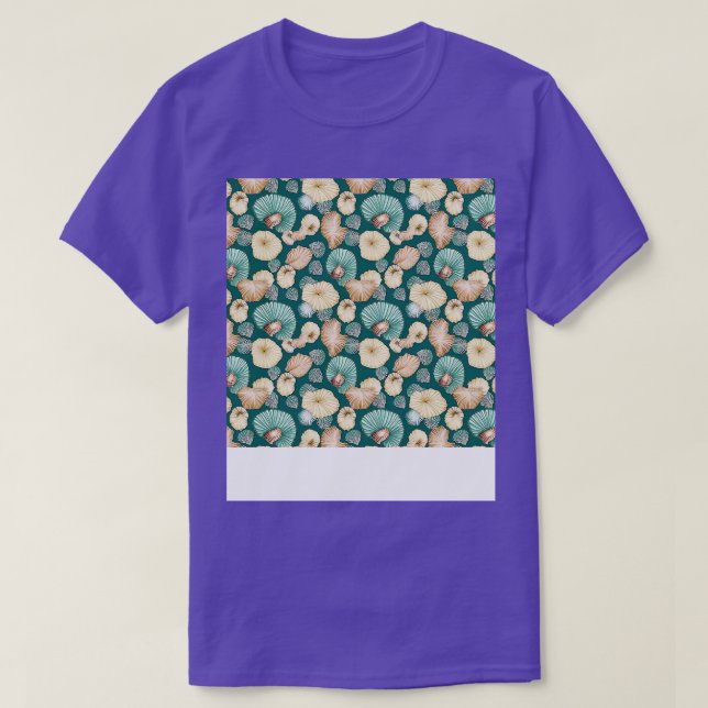 Seashell Seamless Pattern Sea Shell Clam Beach Sea T-Shirt (Design Front)