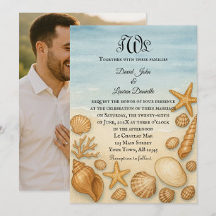 Seashell Serenade Photo Wedding Invitation