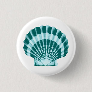 Seashell - Shades of teal blue 1 Inch Round Button