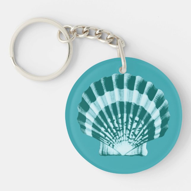 Seashell - Shades of teal blue Keychain (Front)