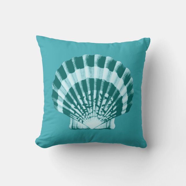 Seashell - Shades of teal blue Throw Pillow (Front)