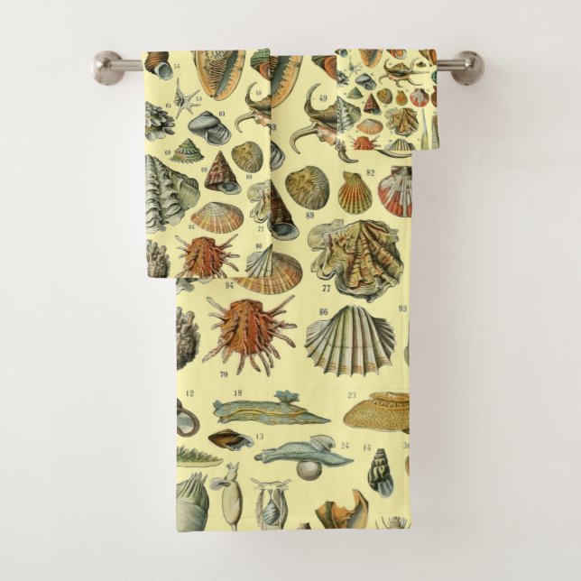 Seashell Shell Mollusk Clam Elegant Classic Art Bath Towel Set (Insitu)