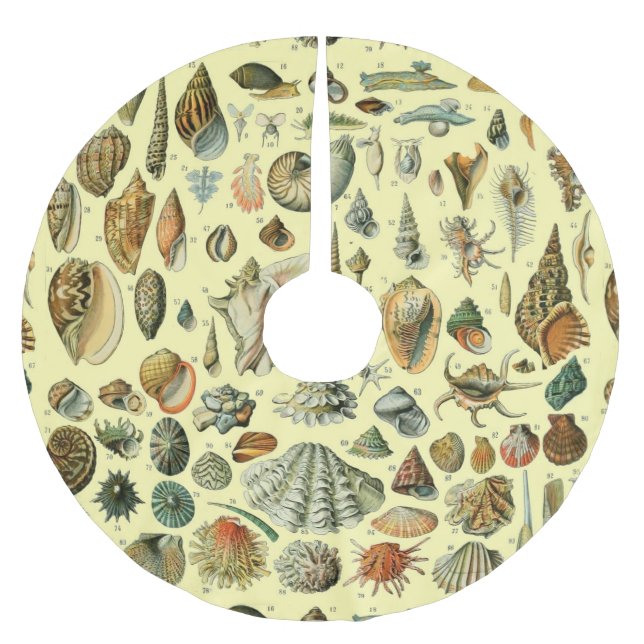 Seashell Shell Mollusk Clam Elegant Classic Art Brushed Polyester Tree Skirt (Front)