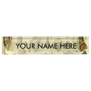 Seashell Shell Mollusk Clam Elegant Classic Art Nameplate