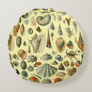 Seashell Shell Mollusk Clam Elegant Classic Art Round Pillow