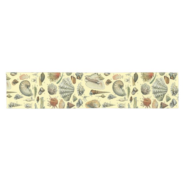 Seashell Shell Mollusk Clam Elegant Classic Art Short Table Runner (Horizontal)