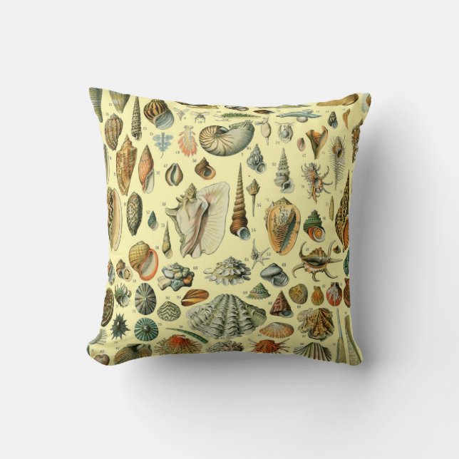 Seashell Shell Mollusk Clam Elegant Classic Art Throw Pillow (Front)