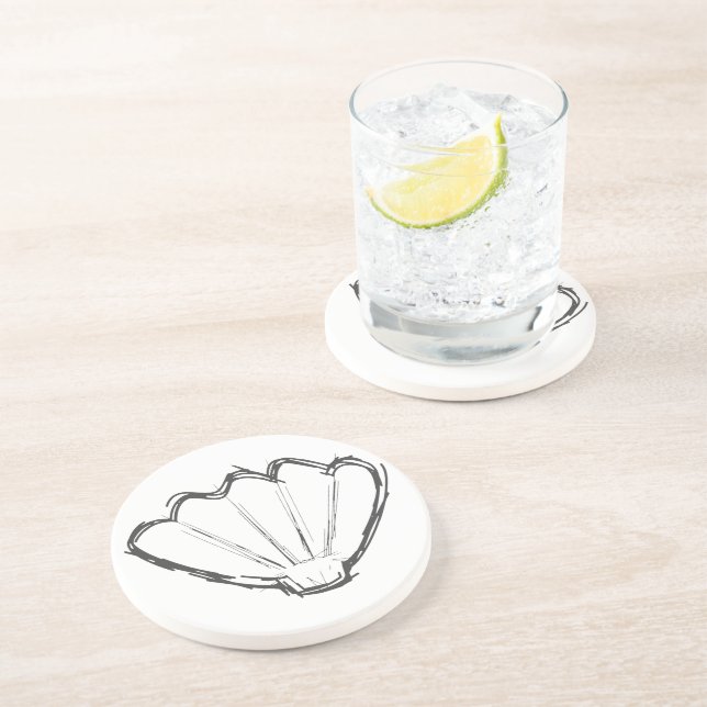 Seashell Sketch Drawing Coaster (Side)