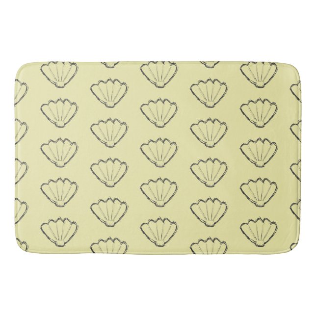 Seashell Sketch Drawing Pattern Bath Mat (Front)