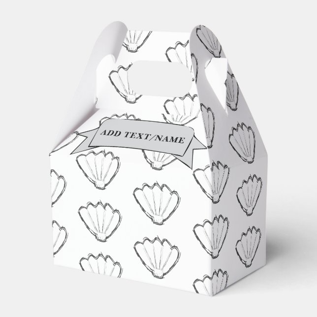 Seashell Sketch Drawing Pattern Custom Name Favor Box (Front Side)