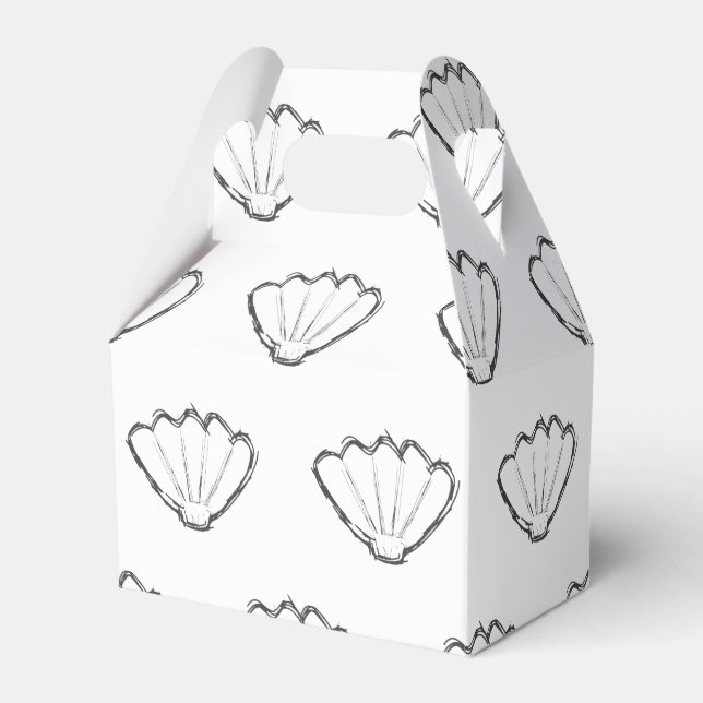 Seashell Sketch Drawing Pattern Favor Box (Front Side)