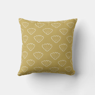 Seashell Sketch Pattern On Sand Colour Throw Pillow
