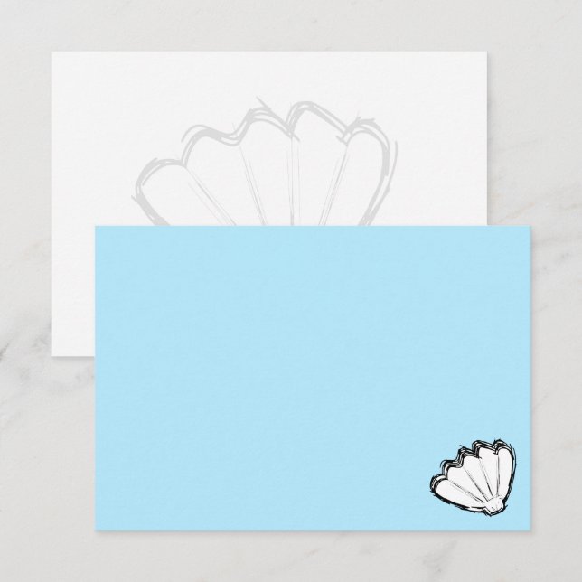 Seashell Sketch White And Blue Card (Front/Back)