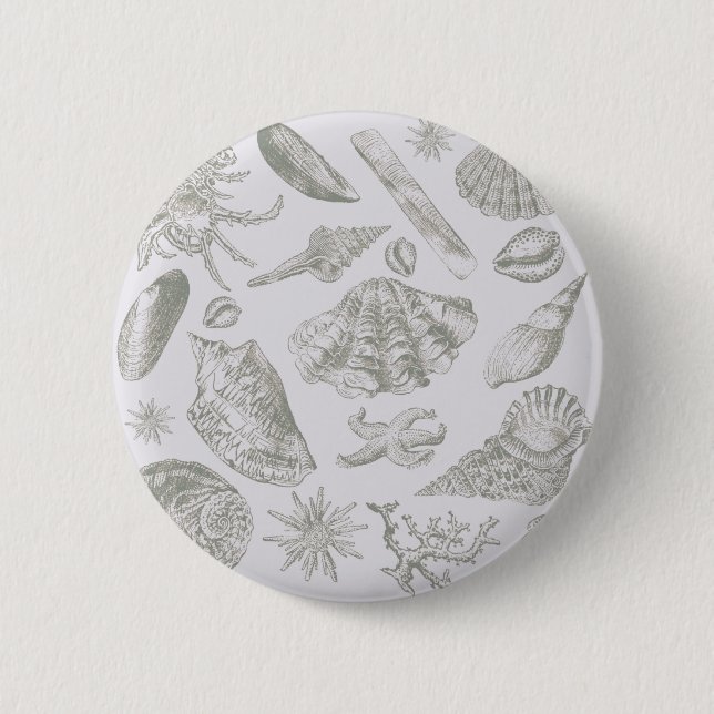 Seashell Soft Antique Art Beach Shells 2 Inch Round Button (Front)