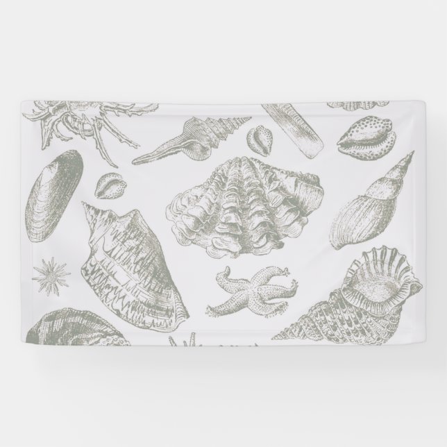 Seashell Soft Antique Art Beach Shells Banner (Horizontal)