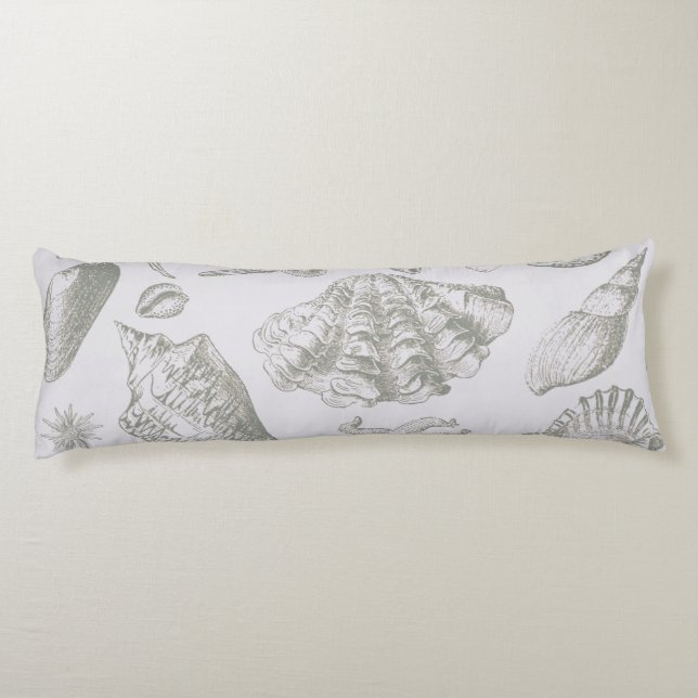 Seashell Soft Antique Art Beach Shells Body Pillow (Back)