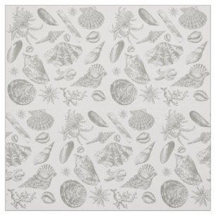Seashell Soft Antique Art Beach Shells Fabric