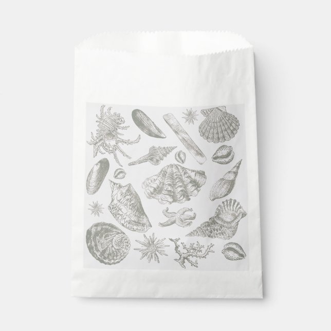 Seashell Soft Antique Art Beach Shells Favour Bag (Front)