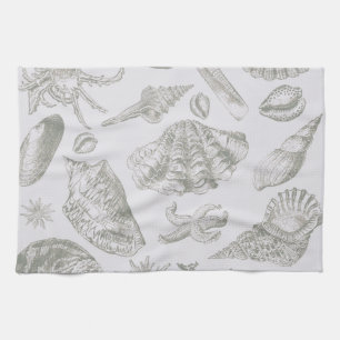 Seashell Soft Antique Art Beach Shells Kitchen Towel