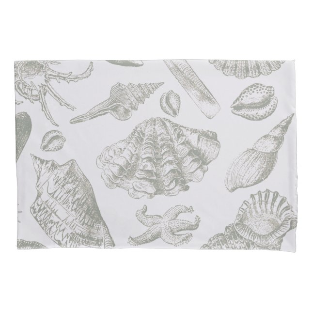 Seashell Soft Antique Art Beach Shells Pillowcase (Front)