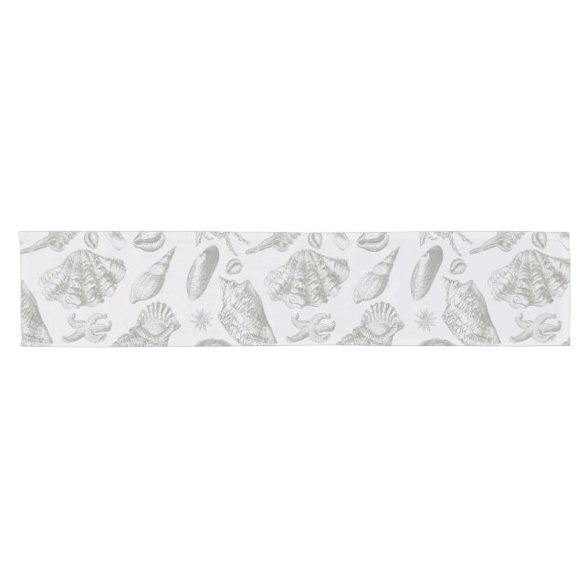 Seashell Soft Antique Art Beach Shells Short Table Runner (Horizontal)