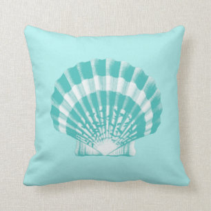 Seashell - soft aqua and white throw pillow