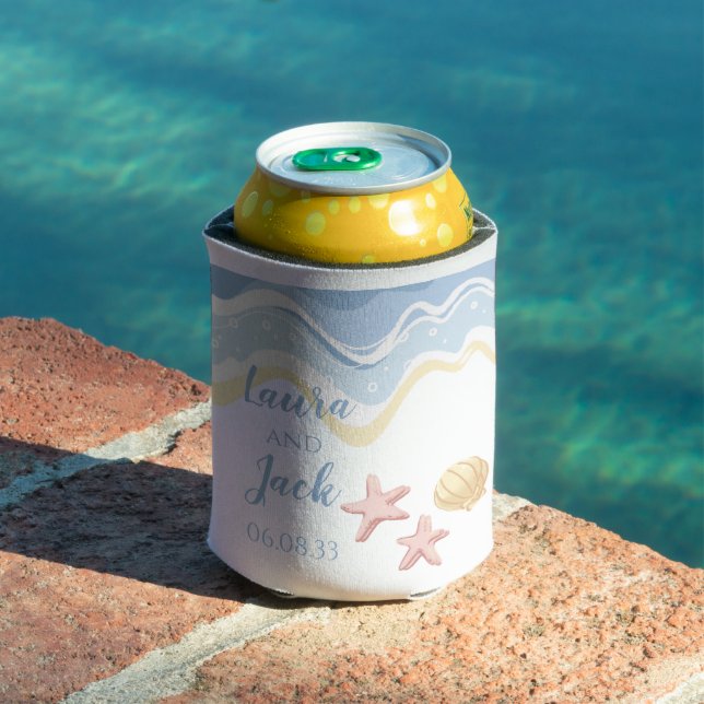 Seashell Starfish Ocean Sea Theme Sticker Can Cooler (In Situ Pool)