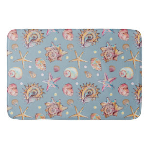 Seashell & Starfish Pattern beach vibes  Bath Mat