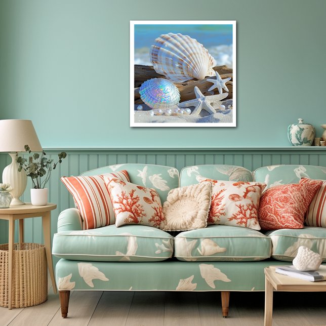 Seashell Starfish Pearls Sand Beach  Summer,   Poster (Creator Uploaded)