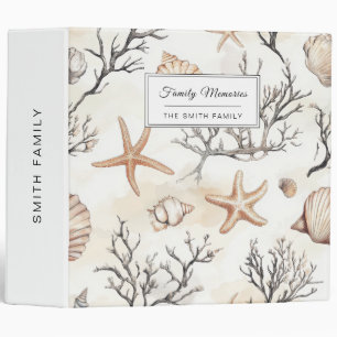 Seashell Starfish Terracotta Ivory Coastal Binder