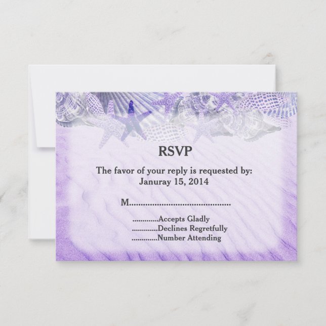 Seashell starfish wedding RSVP seashell1 Card (Front)