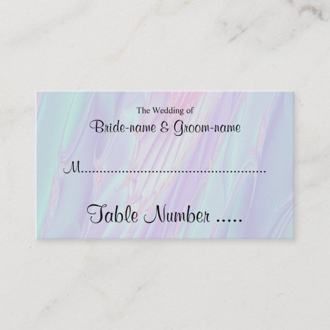Seashell Style Pattern. Wedding Guest Seating Card (Front)