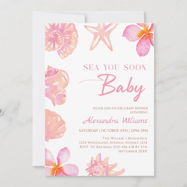 Seashell Summer Beach Baby Shower Invitation (Front)