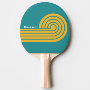 Seashell Sunrise Curl Stripes with Name Ping Pong Paddle