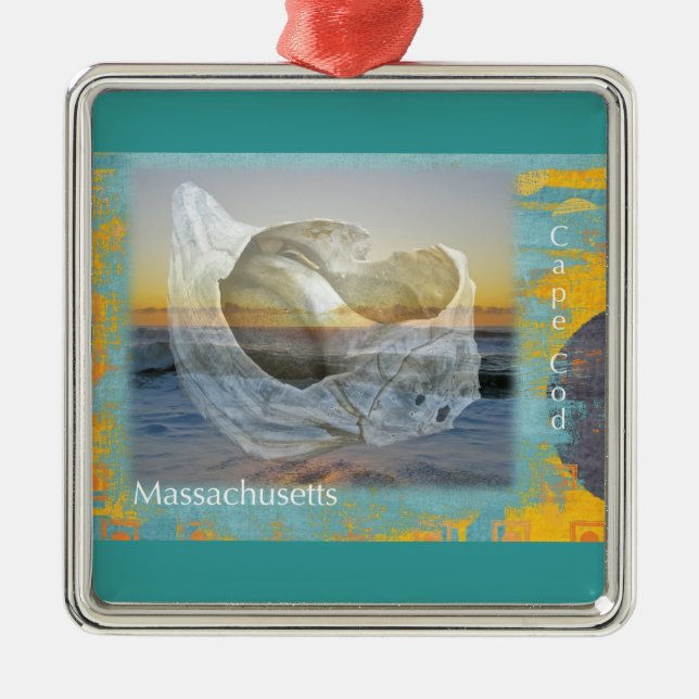 Seashell & Surf - Cape Cod Massachusetts Metal Ornament (Front)