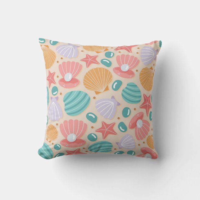 Seashell Symphony Throw Pillow (Front)