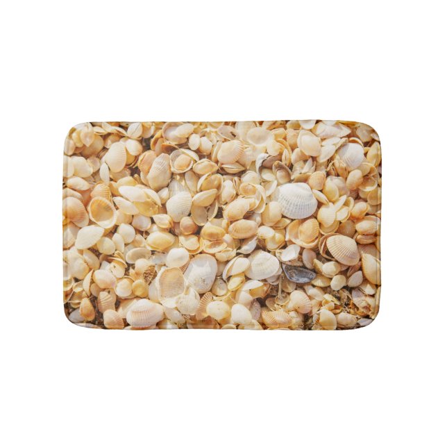 Seashell textured summer beach background. bath mat (Front)