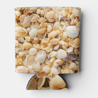 Seashell textured summer beach background. can cooler