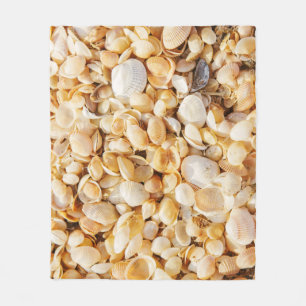 Seashell textured summer beach background. fleece blanket