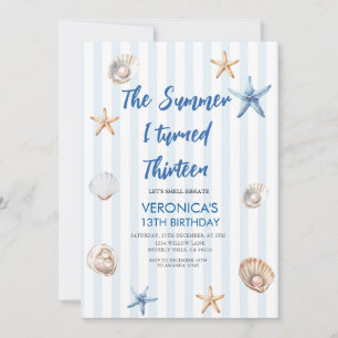 Seashell The Summer I Turned Thirteen Birthday Invitation