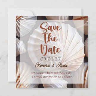 Seashell Theme Personalized Save The Date Card