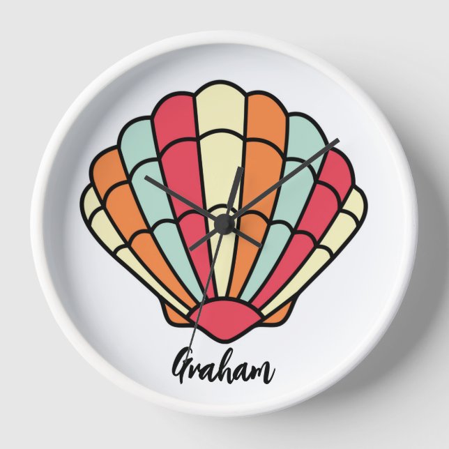 Seashell Themed Wall Clock Shell Personalized (Front)